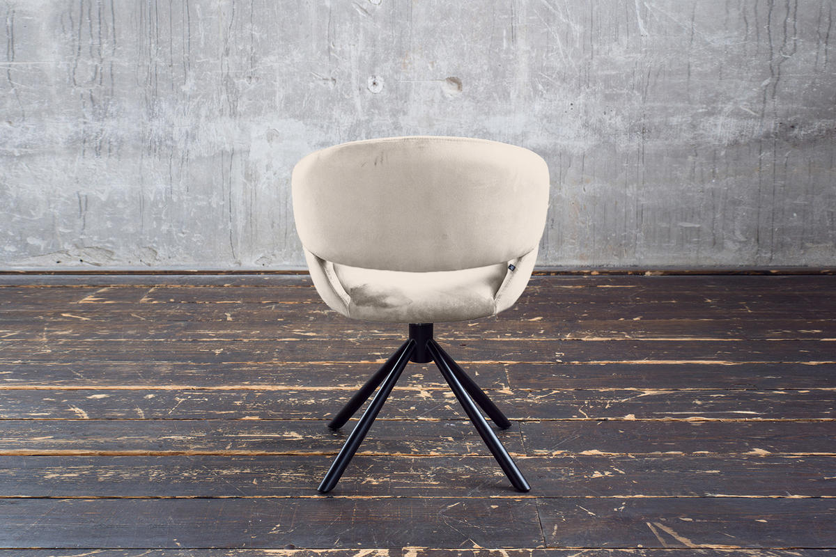 ESSZIMMERSTUHL LARA Cremeweiß Velvet - Creme/Schwarz, Kunststoff/Textil (61/82/62cm) - KAWOLA