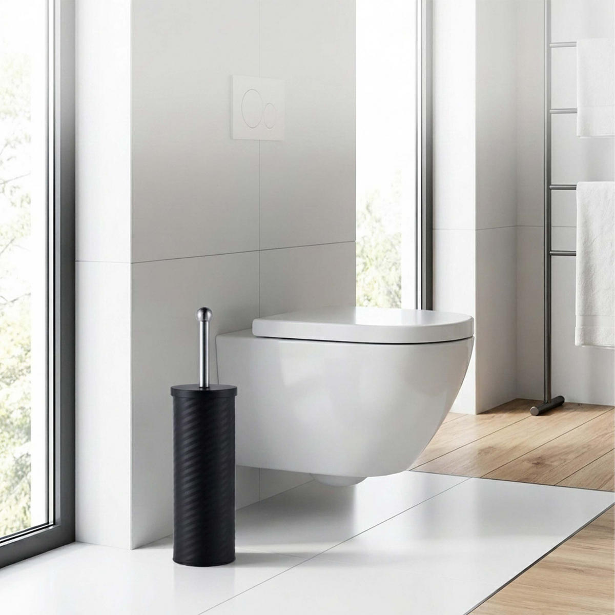 WC-BÜRSTE - Schwarz, Kunststoff/Metall (9.5/38/9.5cm) - Relaxdays