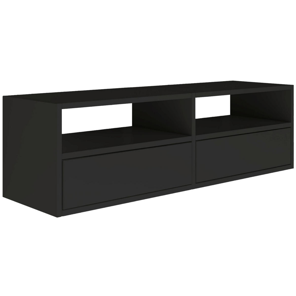 TV-LOWBOARD hängend, 2 Klappen und Ablagen, Schwarz, 100 cm - Schwarz, Holzwerkstoff (100.6/30/30cm) - Selsey