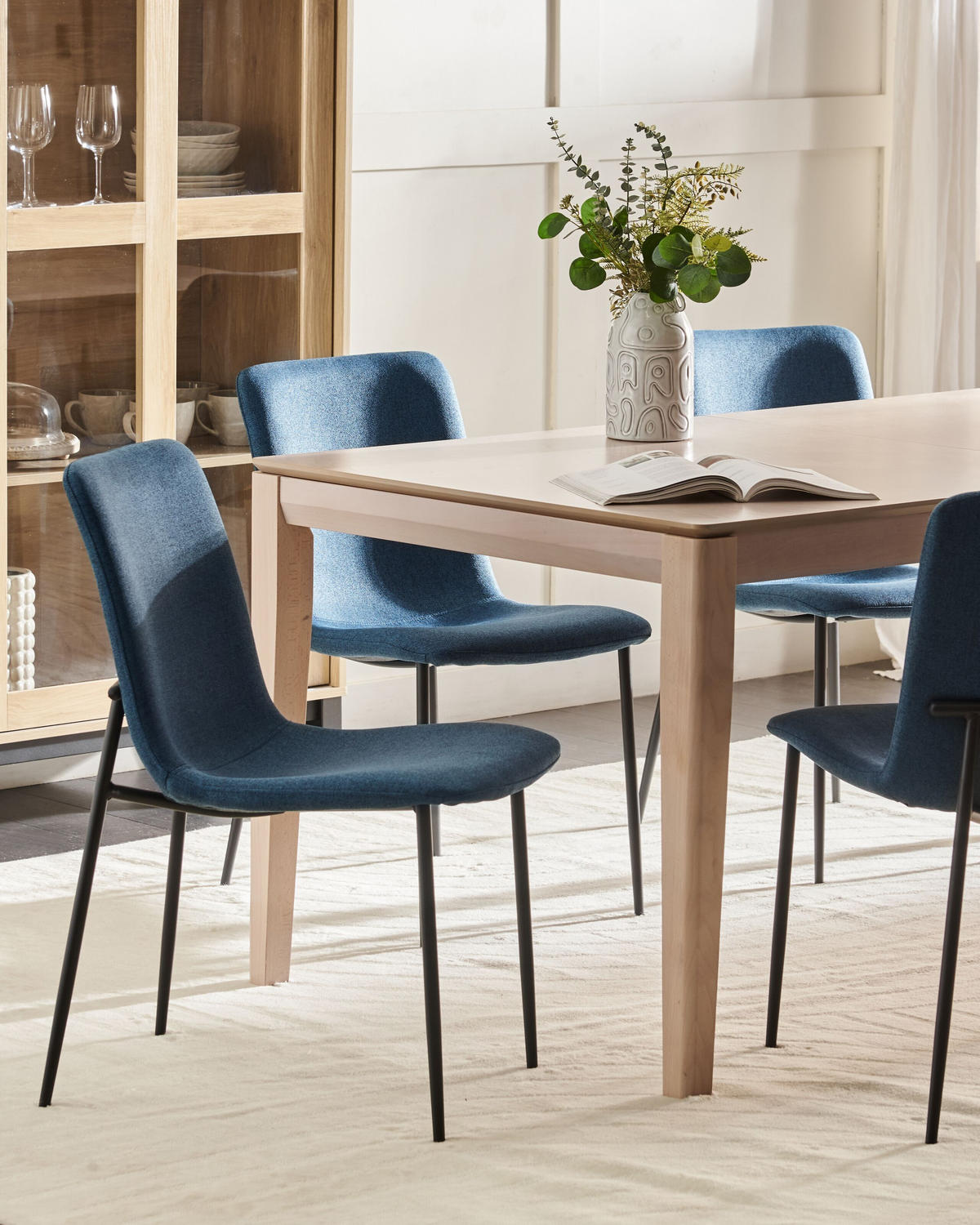 ESSZIMMERSTUHL 4er-Set Dunkelblau Glendive - Blau/Schwarz, Textil (44/81/65cm) - Beliani