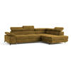 ECKSOFA FAVIEN R-S Gelb Velours-Stoff mit Schlaffunktion - Gelb, Holz (257/190cm) - MASSENO