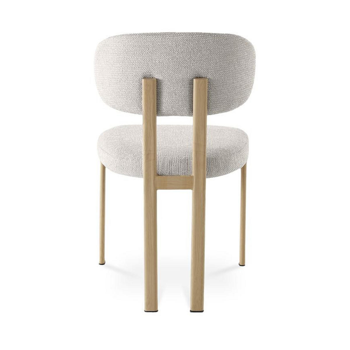 STÜHLE 4er-Set gepolstert skandinavisch mit beigefarbenem Chenille-Bezug und Beinen aus Metall in Eichenoptik – MIA - Beige/Schwarz, Textil/Metall (46.5/82/47.5cm) - Sicaan