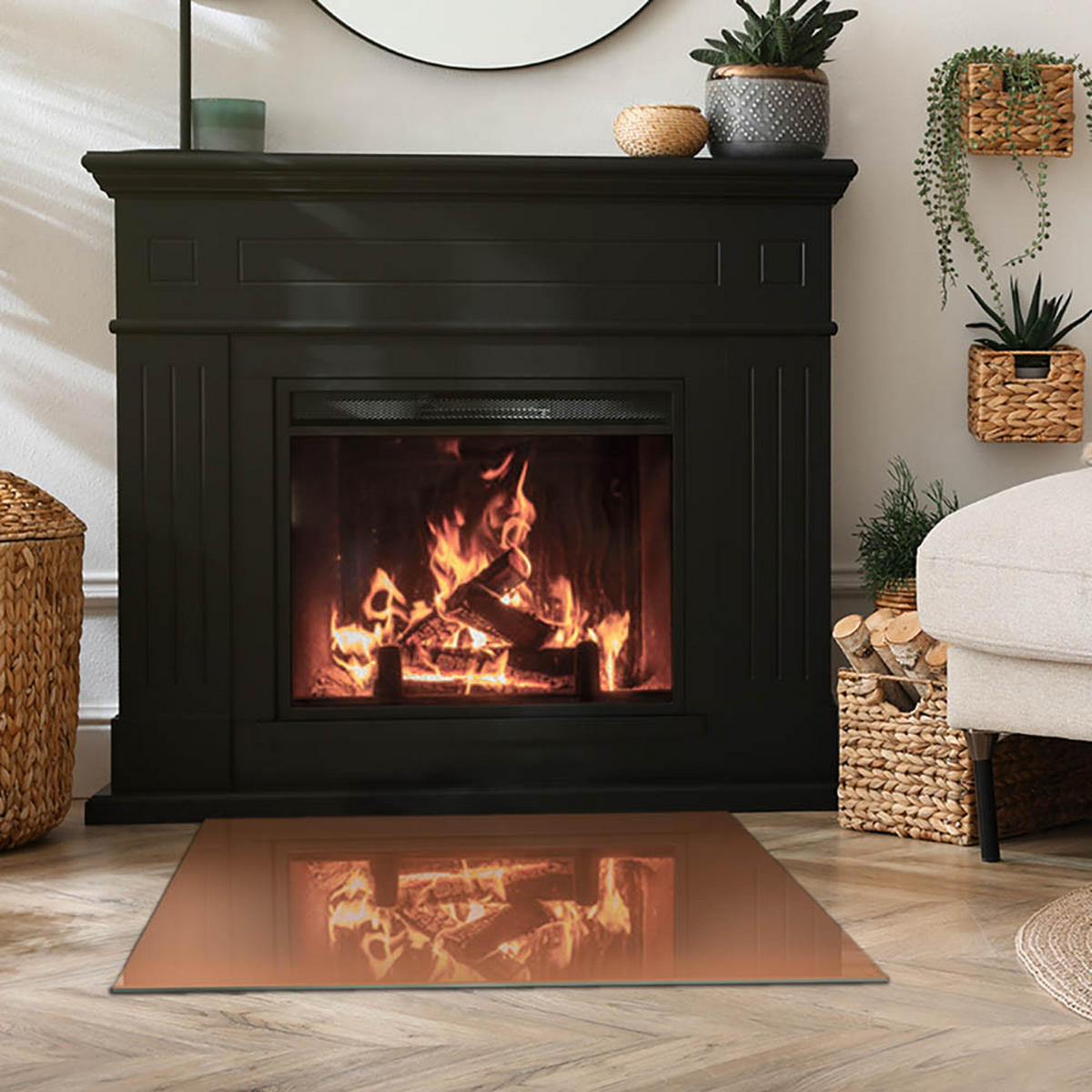 GLASPLATTE für Kamin 80x60 cm Braun - Braun, Glas (80/60/0.4cm) - ArtPrintCave