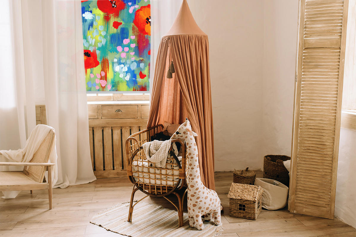 VNÚTORNÁ roleta - okenná roleta - roleta - 80x180 cm - Lúka makov - zelená, plast (80/180/0.5cm) - TULUP