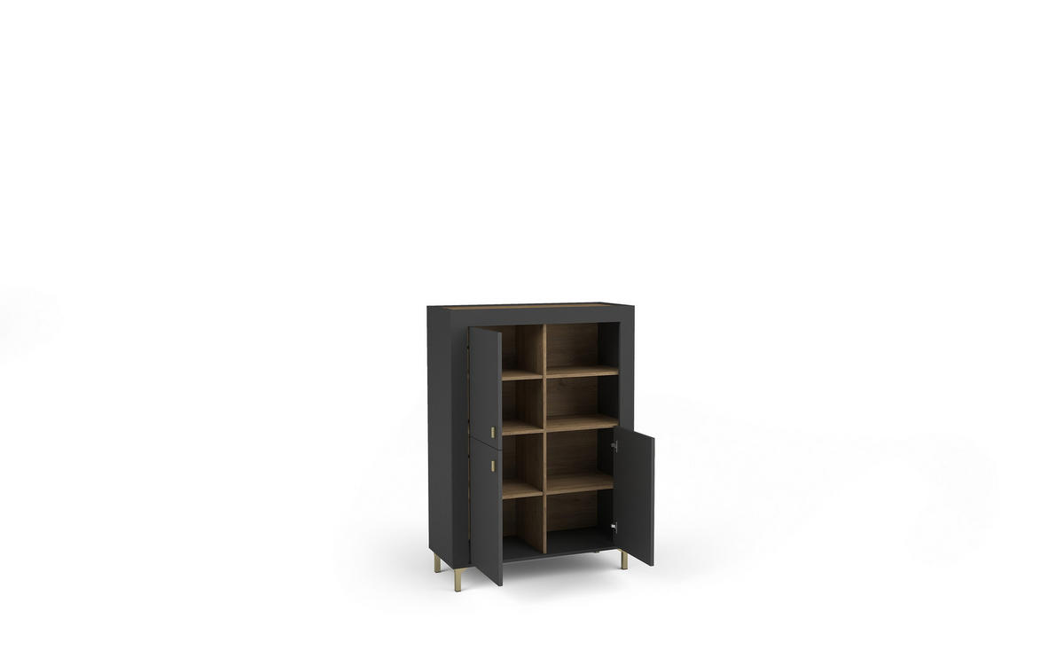 KOMMODE ZELOS 96,9/138,8/40cm mit 3 Türen Schwarz - Schwarz, Holzwerkstoff (96.9/138.8/40cm) - MASSENO