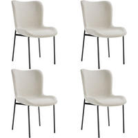 POLSTERSTUHL 4er Set Tessa 54 x 62 x 90 cm Webstoff off-white/schwarz - Schwarz/Weiß, Textil (54/90/62cm) - tectake