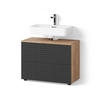 WASCHBECKENUNTERSCHRANK Ronco Anthrazit gepunktet 80 x 58.6 cm mit 2 Schubladen - Eichefarben/Anthrazit, Holzwerkstoff (80/58.6/41cm) - Livinity®
