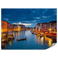 FOTOTAPETE für Büro Venezianischer Kanal Gondeln Abendstimmung Romantik 350x256 - Orange/Braun, Papier (350/256cm) - Muralo