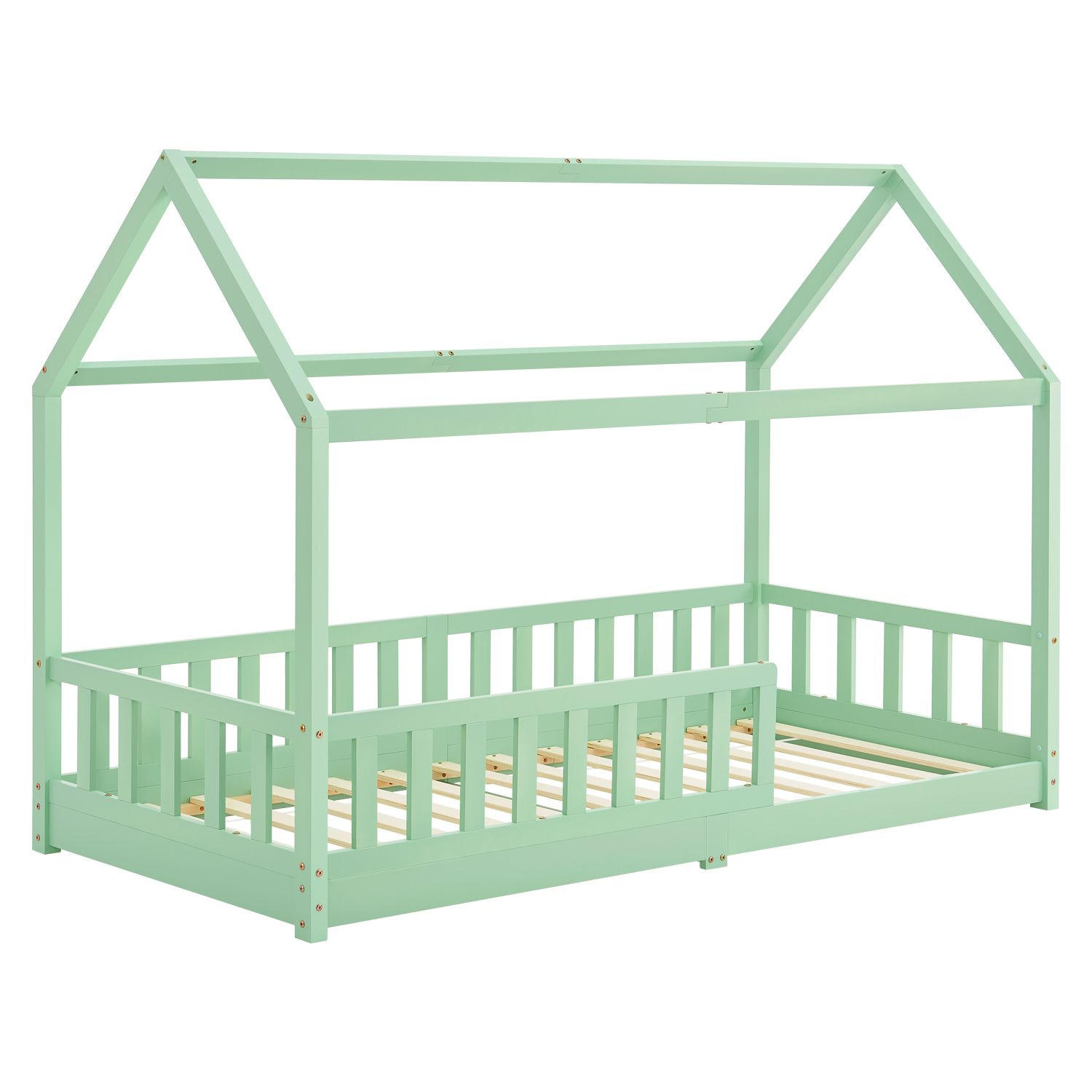 KINDERBETT Marli mint 90x200 cm - Mintgrün, Holz (90/200cm) - Juskys