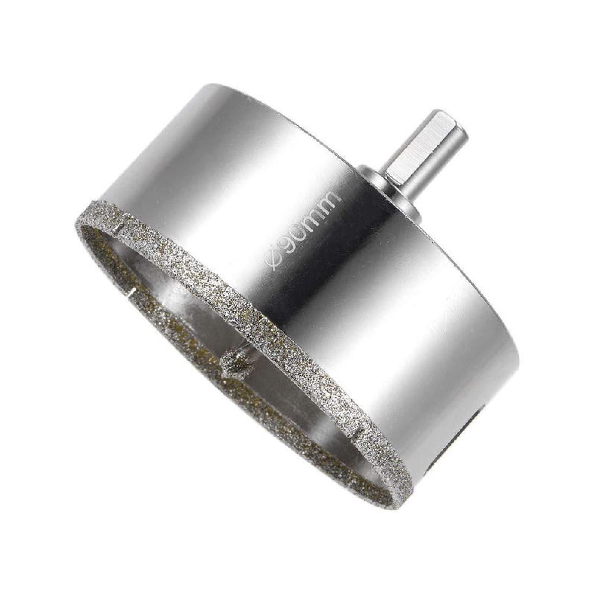 BOHRER - Mit Zentrierbohrer, diamantbeschichtet, geeignet für Glas, Fliesen, Keramik, Marmor (90 mm) - Silberfarben, Metall (5.5/9/1cm) - DCA