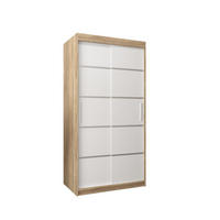 SCHWEBETÜRENSCHRANK 200/100/62 2-türig - Silberfarben/Weiß, Holz/Kunststoff (100/200/62cm) - Abiks Möbel