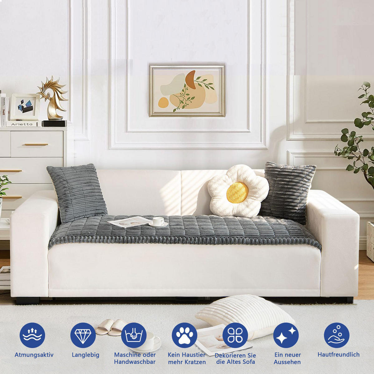 SOFADECKE Dicke Rutschfest 1 Stück - Dunkelgrau, Textil (70/210cm) - Kaket