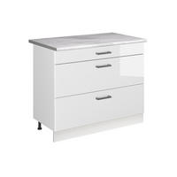 SPODNJA OMARICA ZA KUHINJO R-Line, Bela visok sijaj/Bela, 100 cm pracovní deska Mramor - bela/visoki sijaj, leseni material (100/81.6/60cm) - Vicco