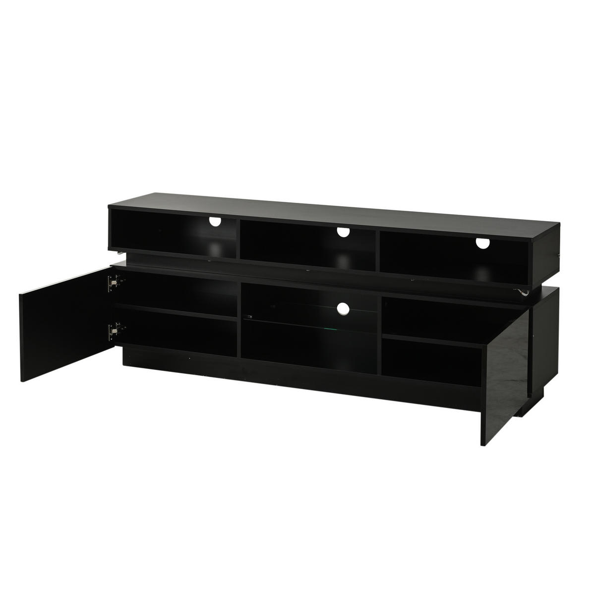 TV-ELEMENT 160/35/60 cm Schwarz mit LED-Licht - Schwarz, Holz (160/60/35cm) - Oxeza