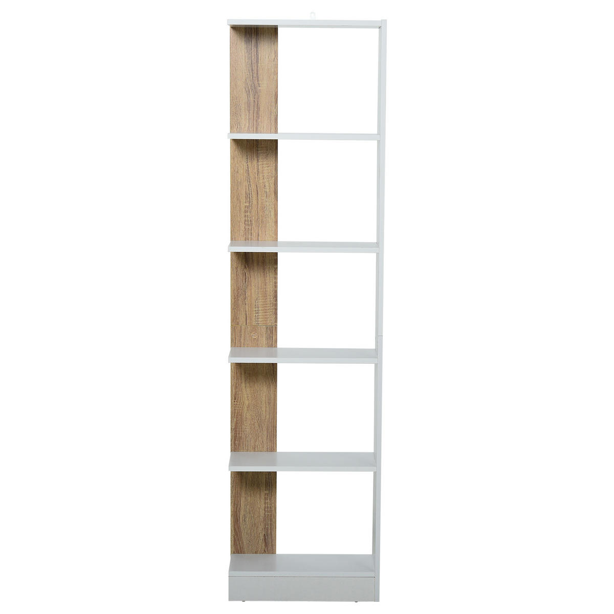 BÜCHERREGAL,SCHMAL 5-stöckig 45x21x170cm,eiche-weiß - Weiß, Holzwerkstoff (45/170/21cm) - Vallsero