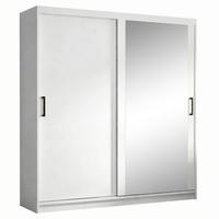 SCHWEBETÜRENSCHRANK Hela 180/205/60 2-türig weiß mit Schubkasteneinsatze - Weiß, Holzwerkstoff (180/205/60cm) - Beautysofa