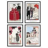POSTER Set mit 4 Jahrgang von French Artist George Barbier A4 Rahmenlos - Klar, Papier (29.7/3cm) - Nacnic