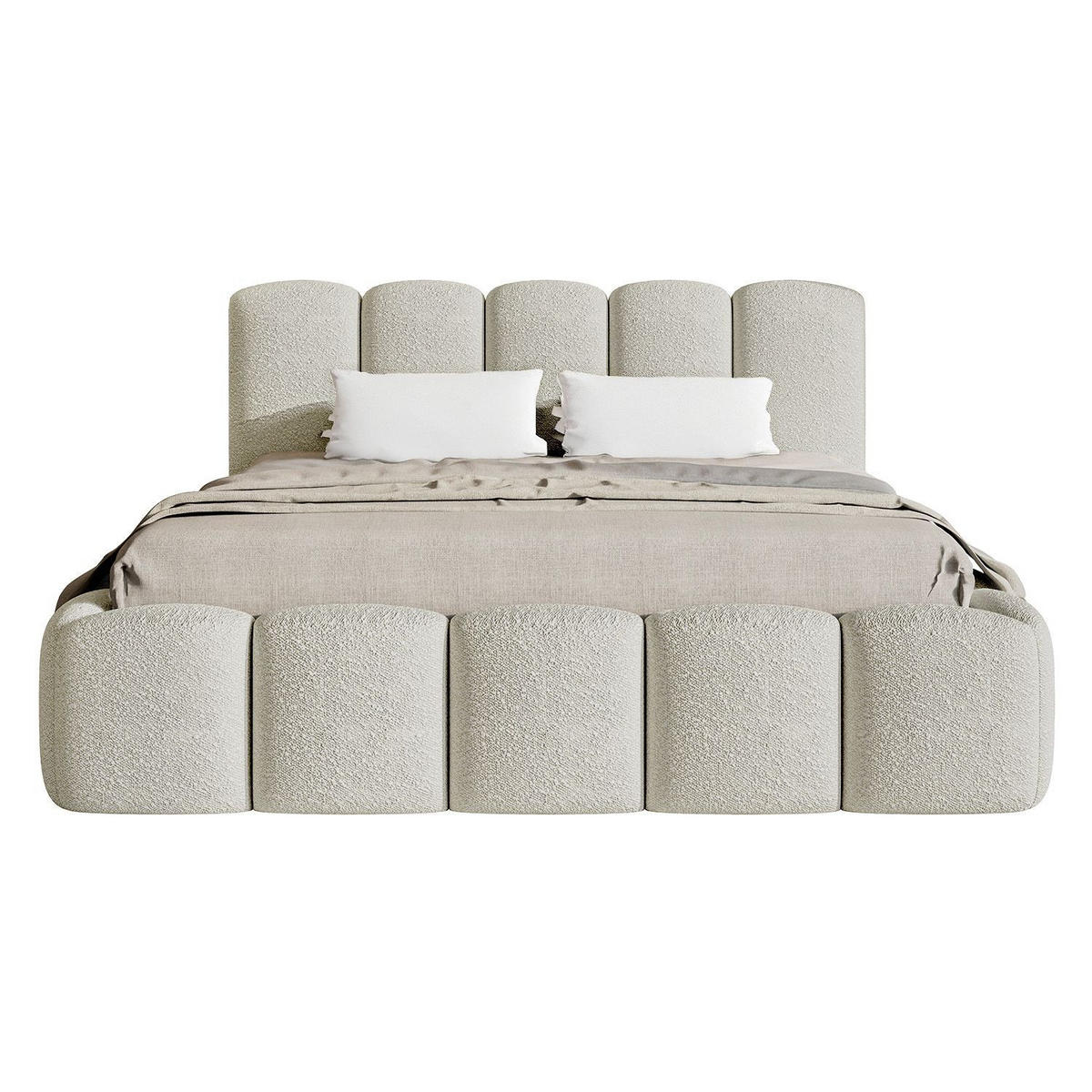 POLSTERBETT Catania 180/200 cm Beige Bouclé inkl Matratze - Beige, Textil (180/200cm) - Juskys