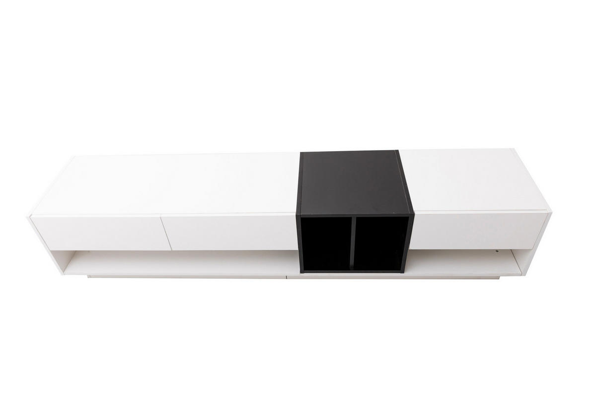 LOWBOARD 190/40/42 cm Weiß/Schwarz aus Spanplatte mit Hochglanz und 3 Schubladen - Schwarz, Holzwerkstoff (40/34/190cm) - OKMYHOME