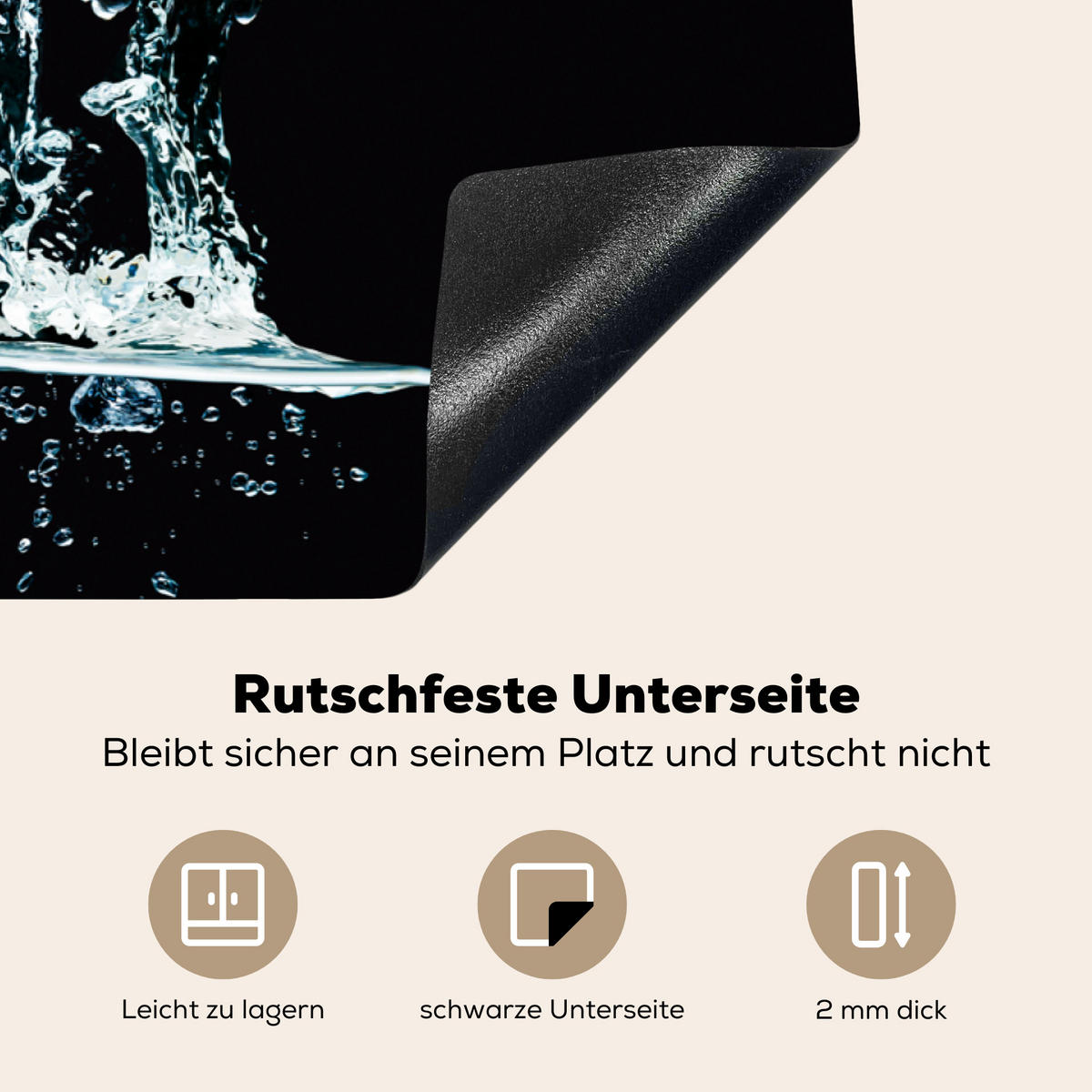 HERDABDECKPLATTE Wasser - Obst - Orange - Erdbeere - Kirsche - Schwarz 85x52 cm - Orange, Kunststoff (85/0.2/52cm) - MuchoWow