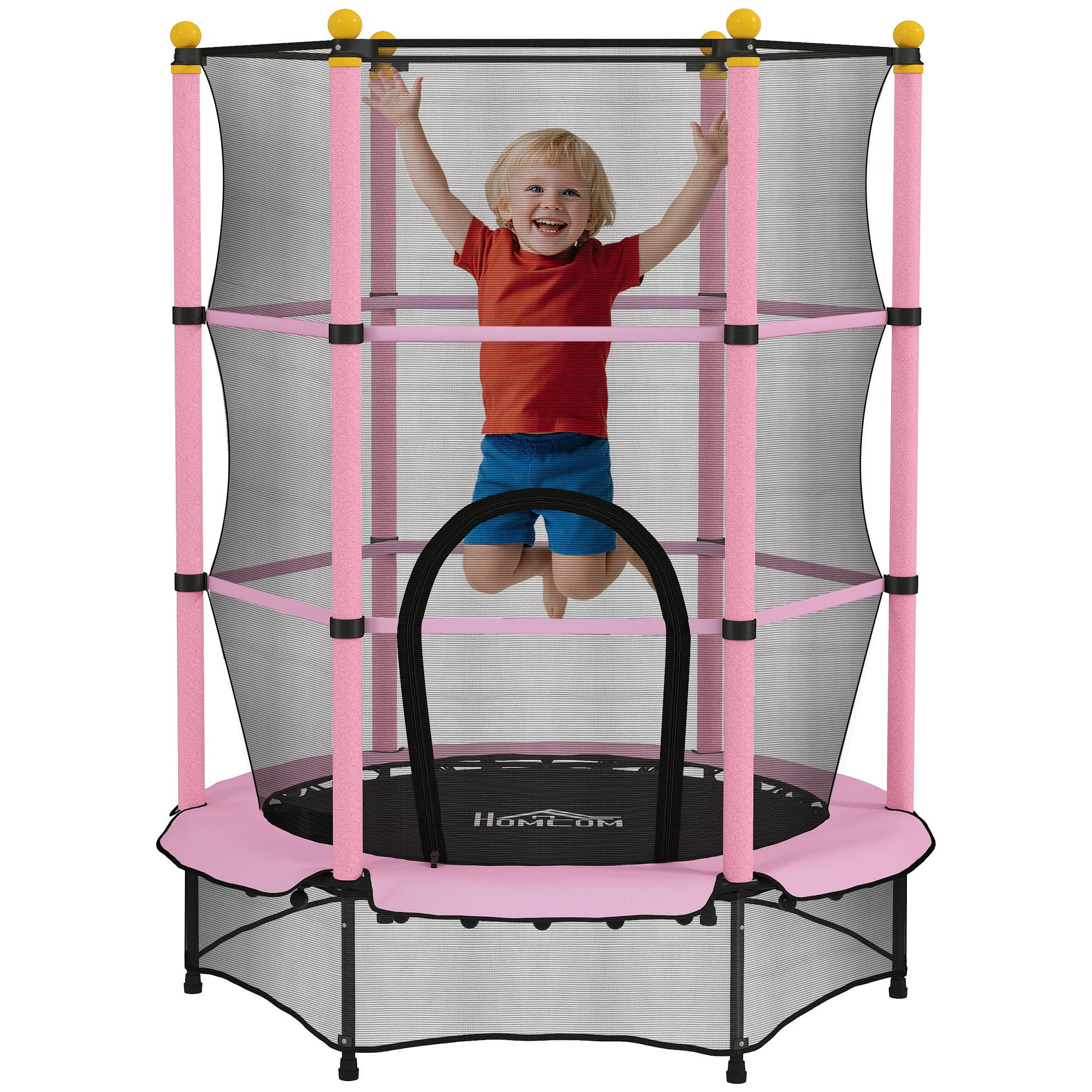 TRAMPOLIN DE-18989 Ø140 cm mit Sicherheitsnetz Rosa - Pink, Metall (140/140cm) - ComfortXL