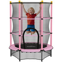 TRAMPOLIN DE-18989 Ø140 cm mit Sicherheitsnetz Rosa - Pink, Metall (140/140cm) - ComfortXL