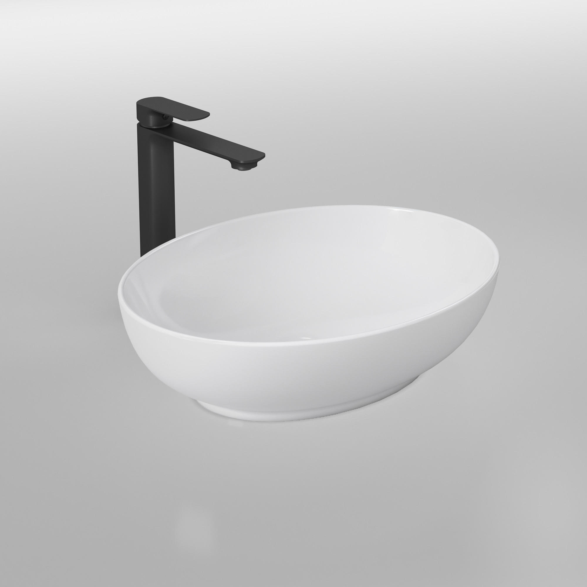 WASCHBECKEN Oval Keramik Weiß Glänzend 52 / 39,5 / 13 cm - Weiß, Keramik (39.5/13/52cm) - EMKE