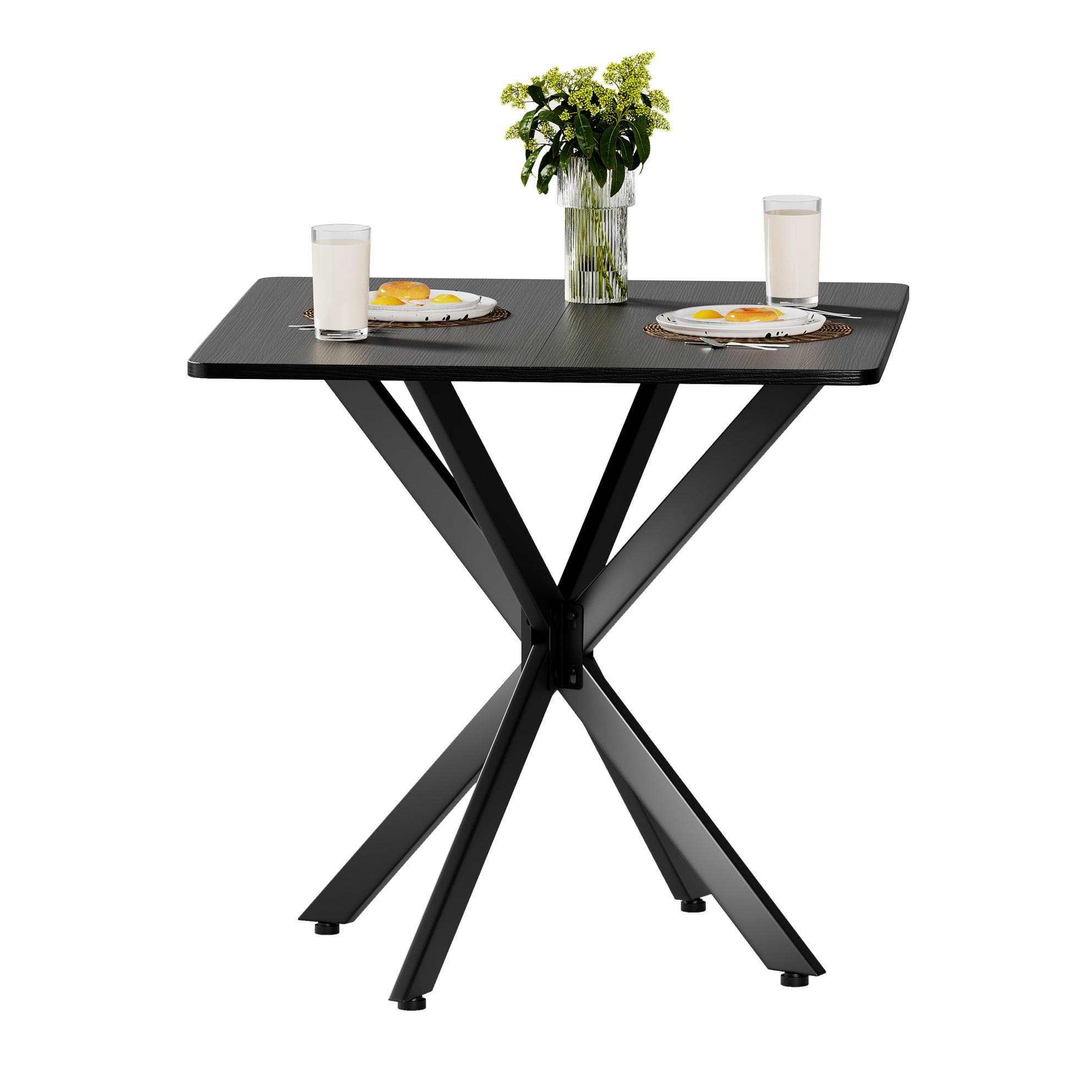 BEISTELLTISCH 80/80/75 cm in Schwarz & Vintagebraun mit X-Gestell - Schwarz, Holzwerkstoff (80/80/75cm) - BEAOK