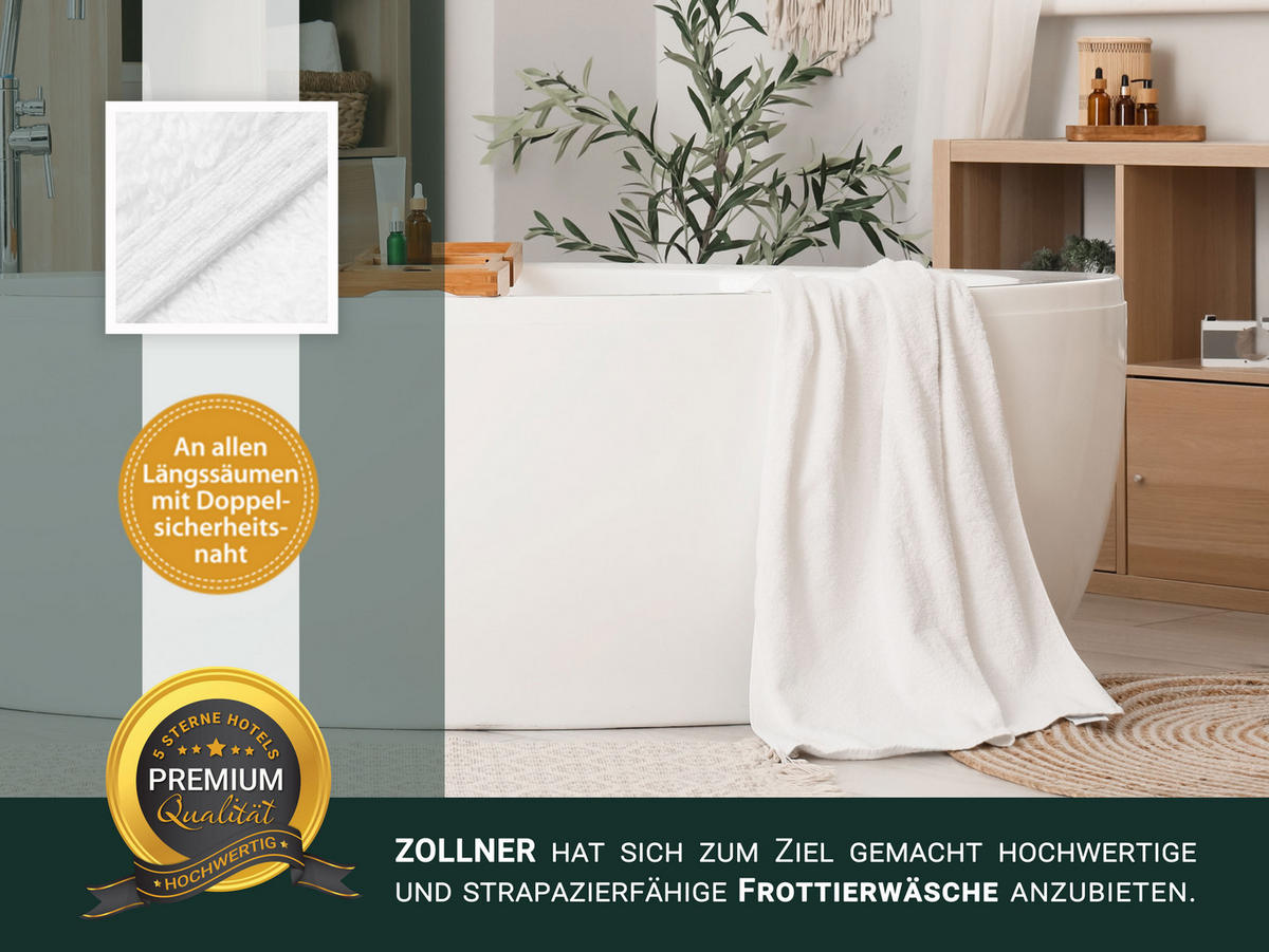 BADETUCH, 2er-Set, 100x150 cm, 100% Baumwolle, Weiß - Weiß, Textil (100/150cm) - Zollner