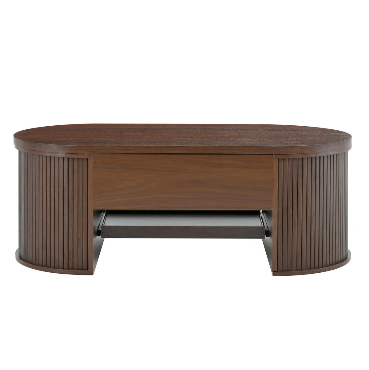 COUCHTISCH in Nussbaumfarben Wohnzimmertisch mit anhebbarer Tischplatte und ausziehbarem Regal, B110/T55.5/H40cm - Nussbaumfarben, Holzwerkstoff/Metall (55.5/110/55cm) - STILVORA