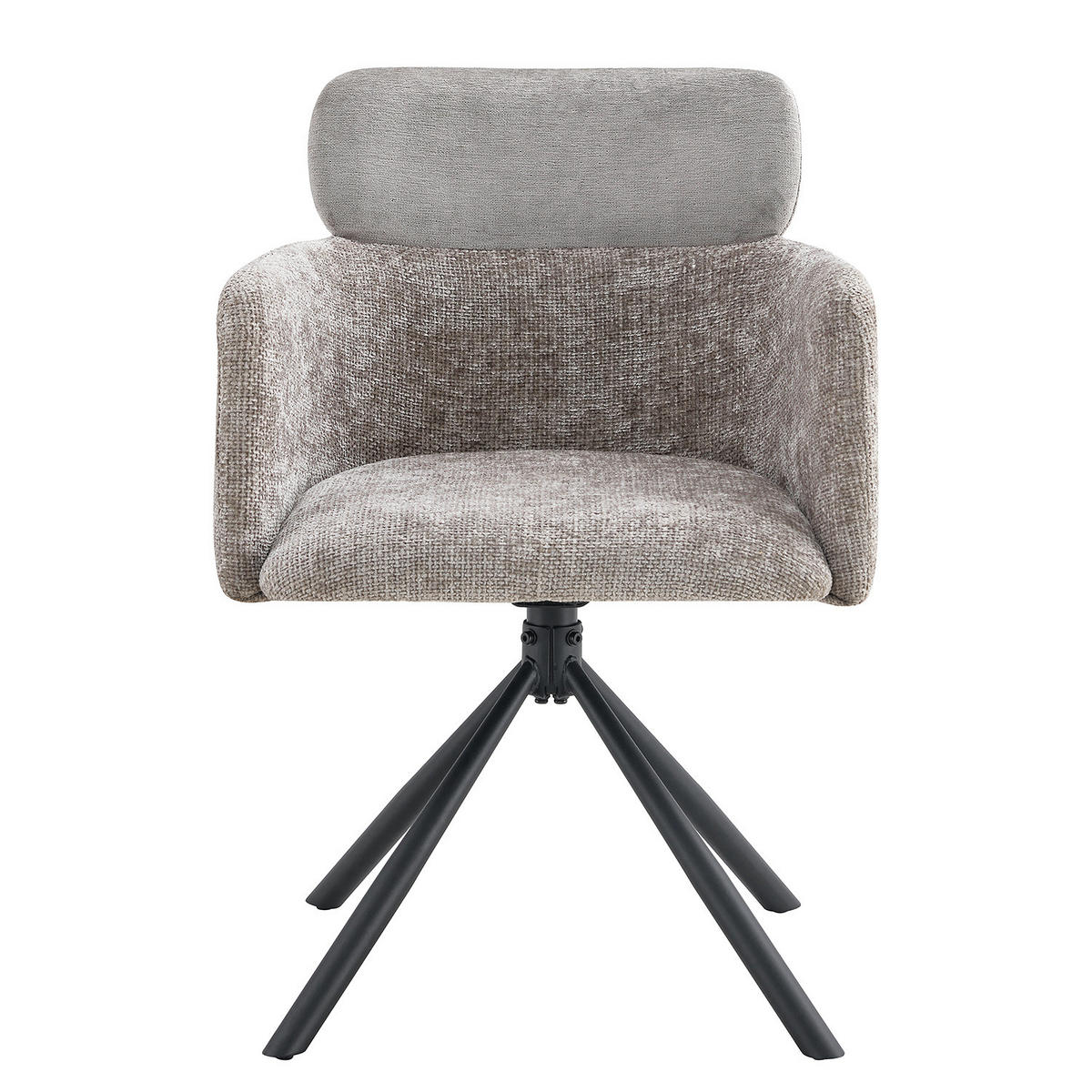 DREHBARER ARMLEHNENSTUHL - Chenille / Eisen - Grau / Schwarz - Grau, Textil/Metall (59/87/62cm) - home24