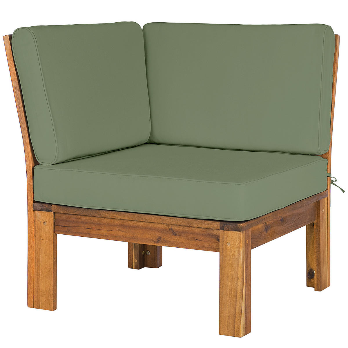 LOUNGEECKE - Webstoff / Akazie massiv - Olivgrün, Holz/Textil (71/73/71cm) - home24