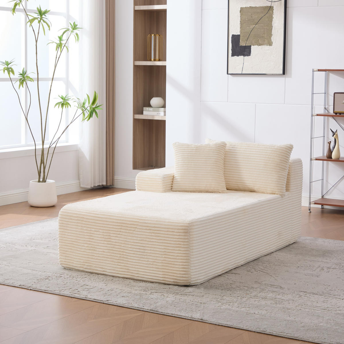 SOFAELEMENT 174/100/74.5 cm Beige Chenillestoff - Beige, Textil (100/74.5/174cm) - Oxeza