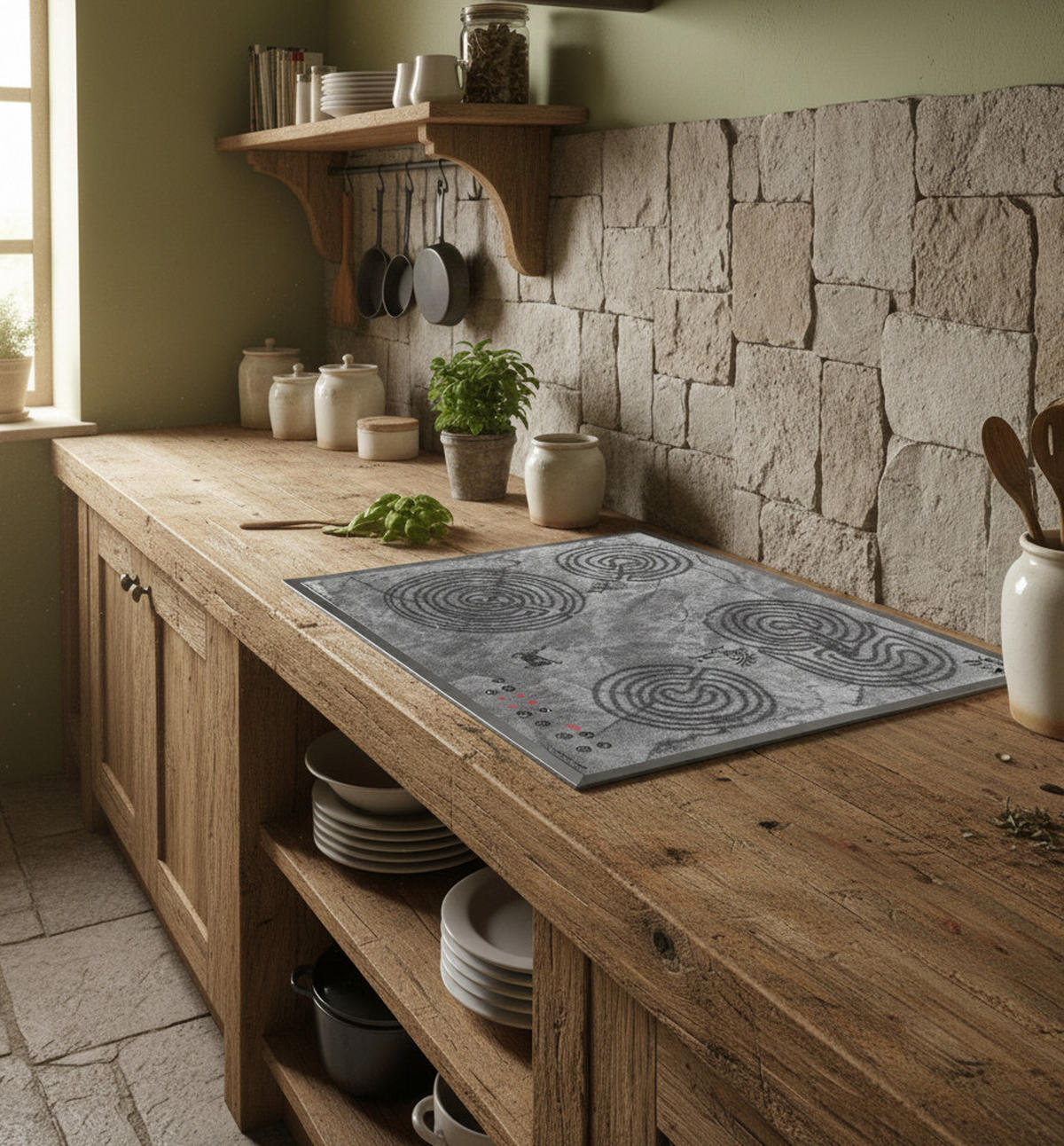 ELEKTRO-KOCHFELD mit Höhlenmalereimotiv KCT 6115 F Ära, 60 cm - Schwarz, Glas/Keramik (59/5.5/52cm) - Kaiser Küchengeräte