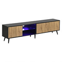 TV-LOWBOARD für 75-Zoll TV, Holzoptik und Schwarz, LED-Beleuchtung mit App-Steuerung - Naturfarben, Holzwerkstoff (175/43.5/31cm) - Urban Meuble