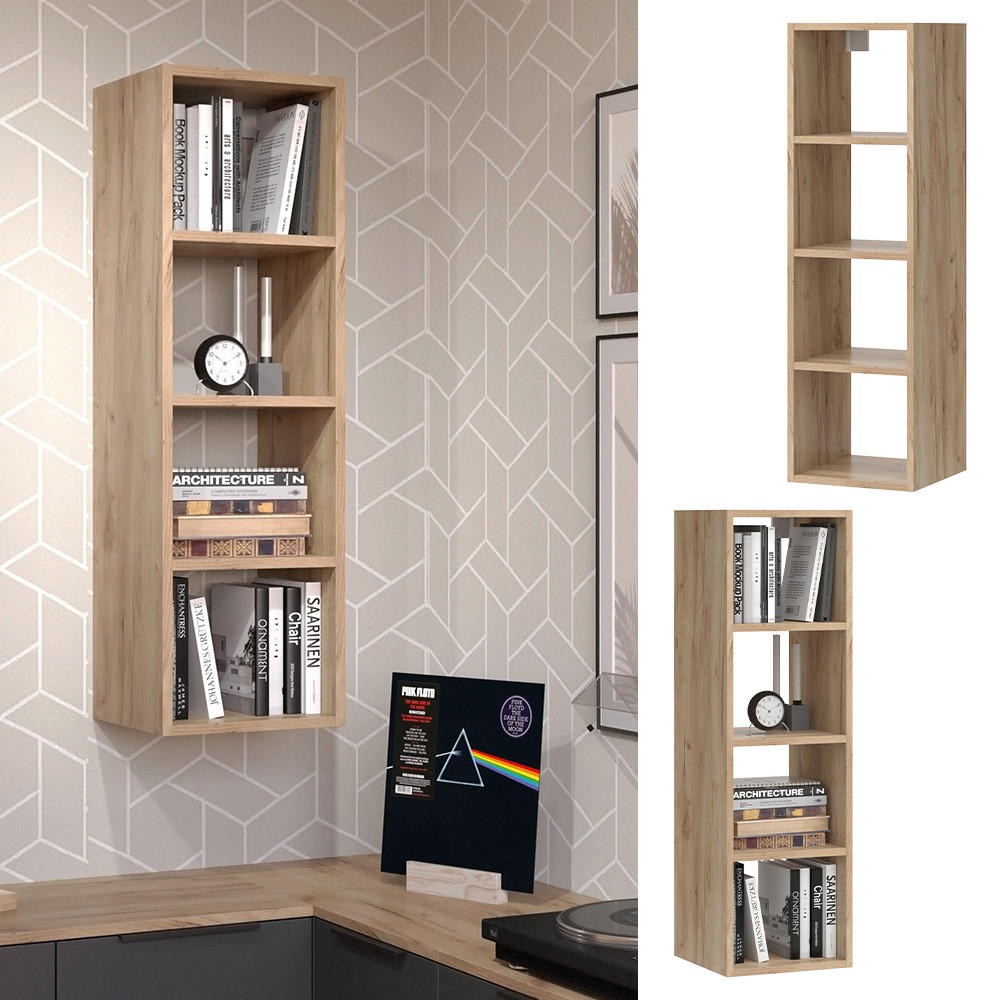 WANDREGAL Wido Anthrazit 30 x 100 cm mit 4 offene Ablagen - Anthrazit/Sonoma Eiche, Holzwerkstoff (30/100/30cm) - Vicco