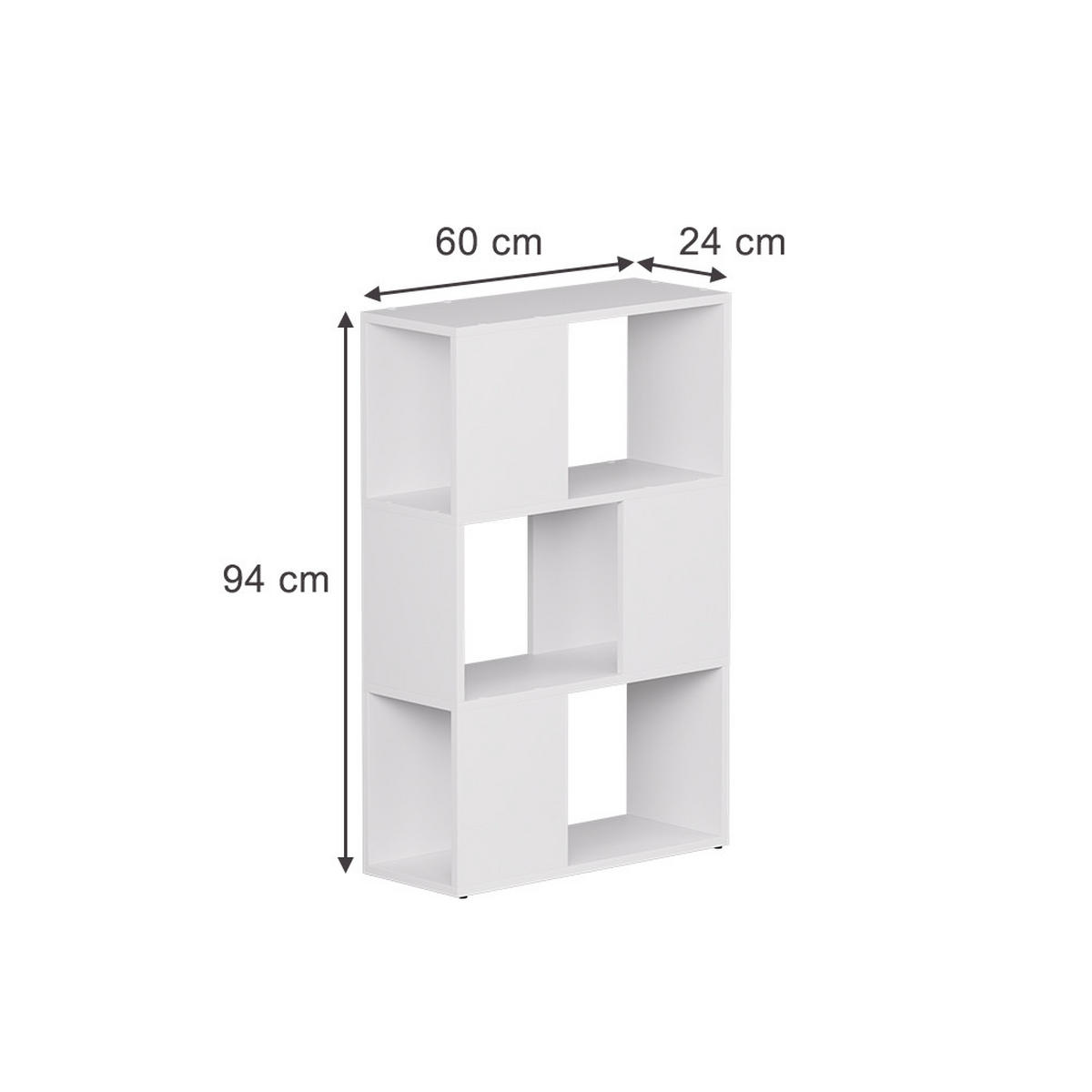 RAUMTEILER Eneos Weiß 60 x 94 cm - Weiß, Holzwerkstoff (60/94/24cm) - Vicco