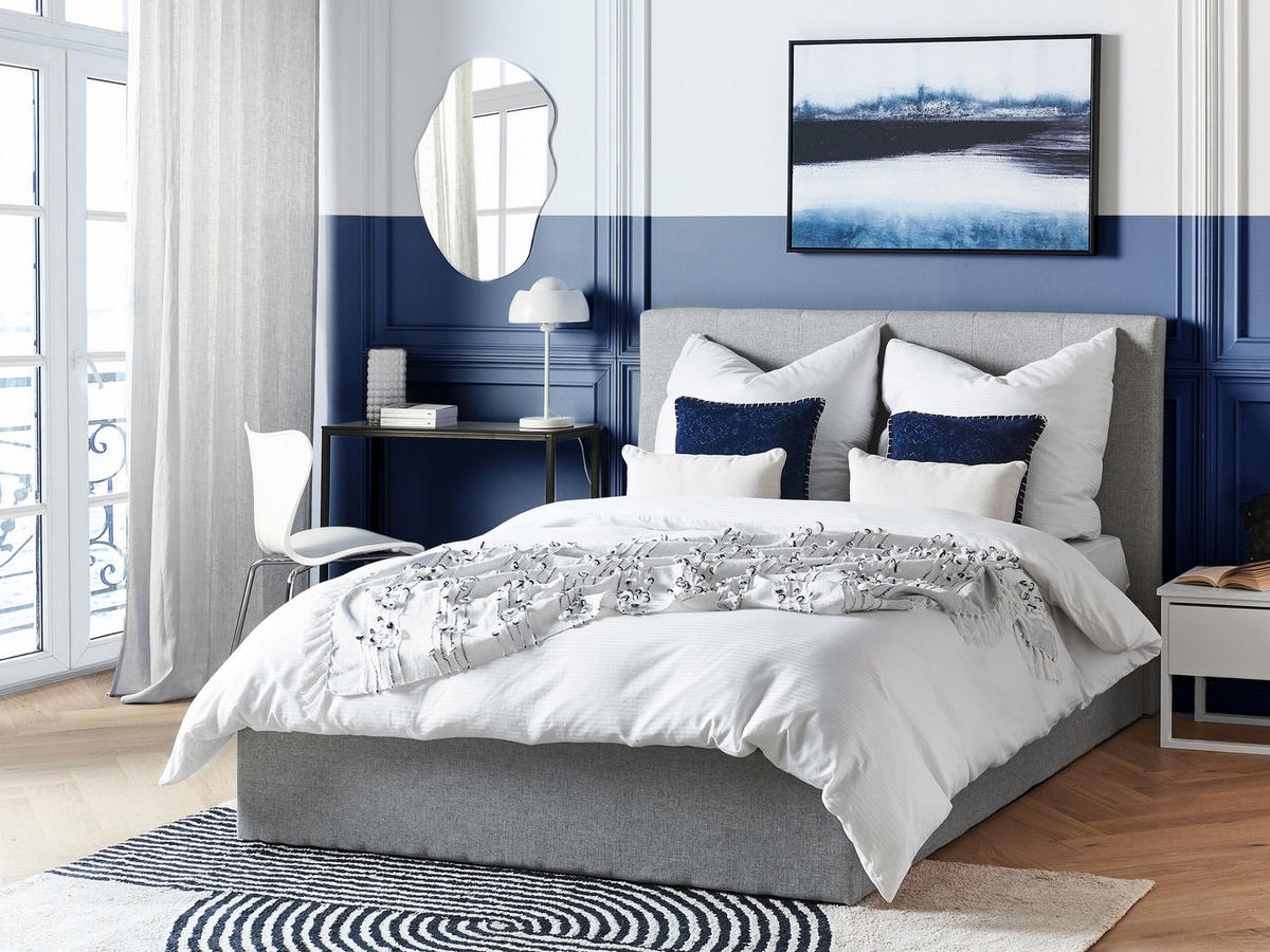 POLSTERBETT 140/200cm Hellgrau Lorient - Hellgrau, Textil (140/200cm) - Beliani