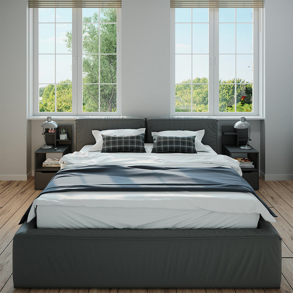 NACHTTISCH Ruben Anthrazit 40 x 82.2 cm mit Schublade - Anthrazit, Holzwerkstoff (40/82.2/48cm) - Vicco