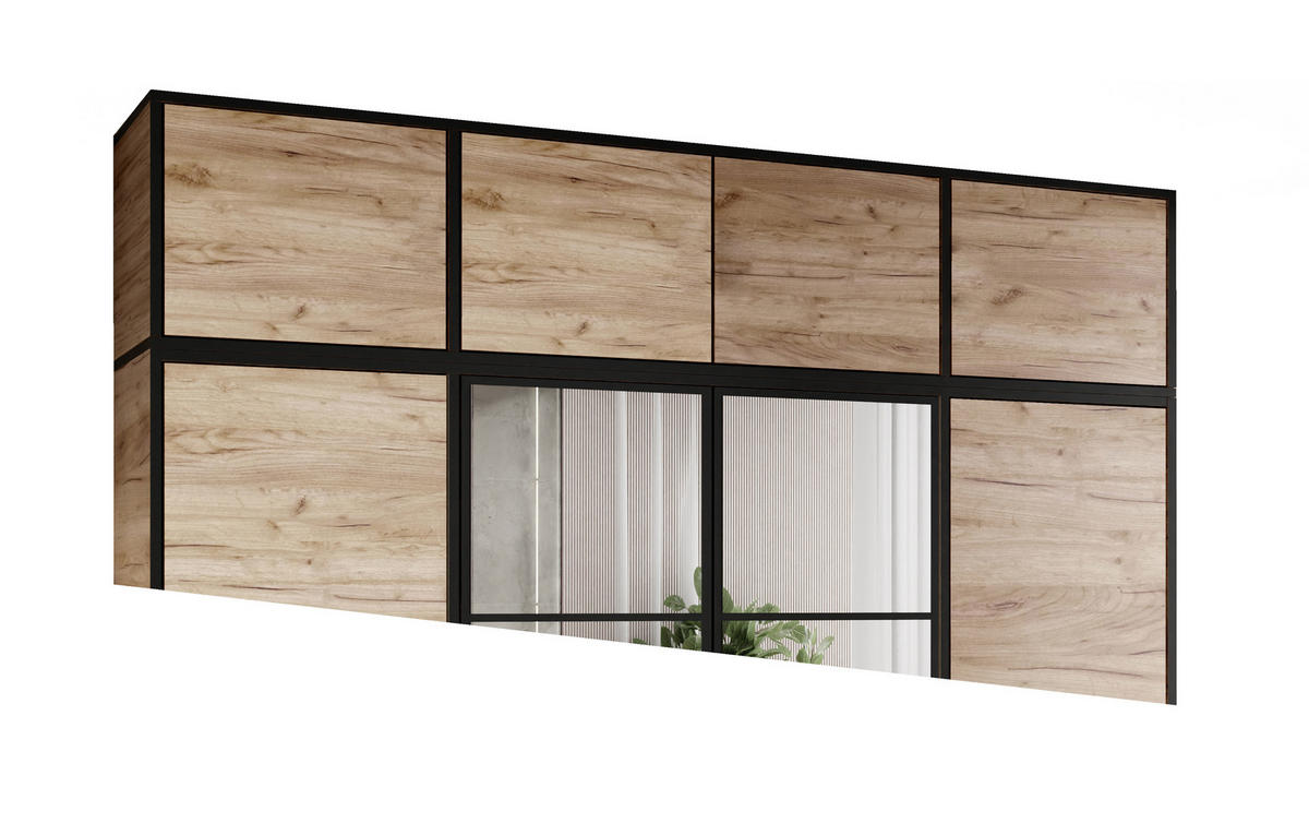 DREHTÜRENSCHRANK EDEN MIT AUFSATZ 4D Eiche Craft Gold - Honigeiche, Holzwerkstoff (207/247/39cm) - Kier Furniture