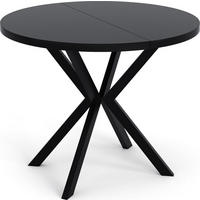 ESSTISCH Valeo runder ausziehbarer, Schwarz 100-180/100/76 cm - Schwarz, Holzwerkstoff/Metall (100/100/76cm) - WFL GROUP