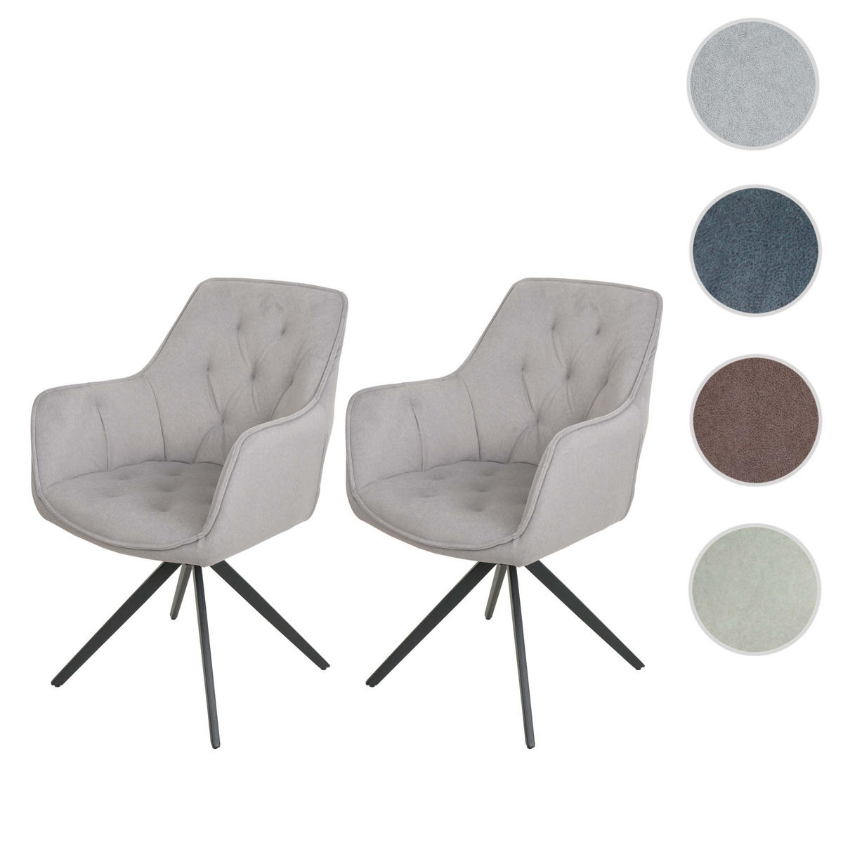 ESSZIMMERSTUHL 2er-Set 87x55x60cm Sitzhöhe 48cm Metall Stoff/Textil Creme-Beige - Beige, Textil (55/87/60cm) - CHEFGASTRO