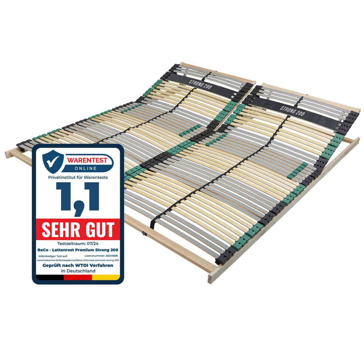 LATTENROST SET 160x200 cm (2x 80x200) - Buche, 42 Leisten, bis 200Kg belastbar - Braun, Holz (160/200cm) - Sleepneo