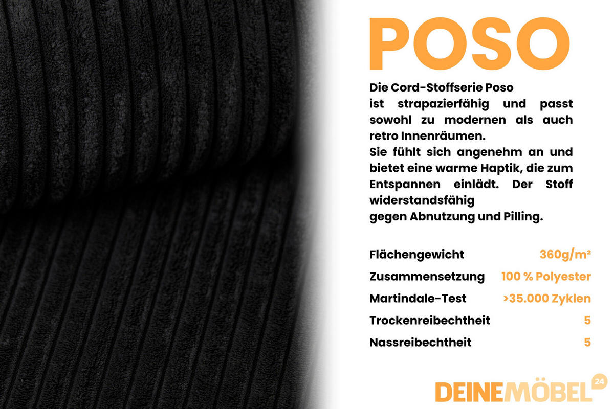BOXBETT LOFT IV 160/200 Cord Schwarz mit Taschen-Federkernmatratzen 7 Zonen H4 - Schwarz, Holz/Holzwerkstoff (160/200cm) - Deine Möbel 24