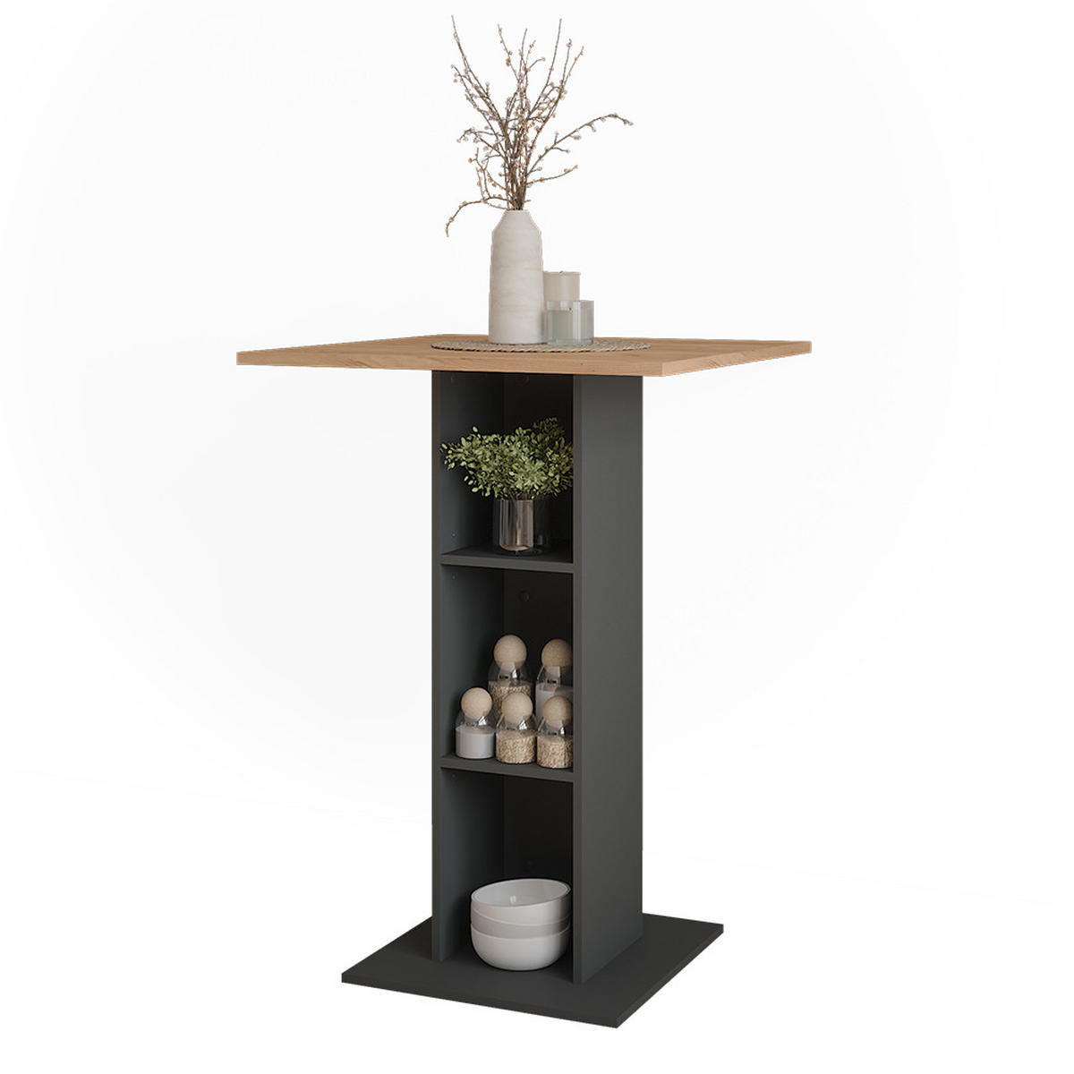 BAROVÝ STŮL Repose Zlatý dub power/antracit - medově dubová/antracitová, kompozitní dřevo (75/75/106cm) - Vicco