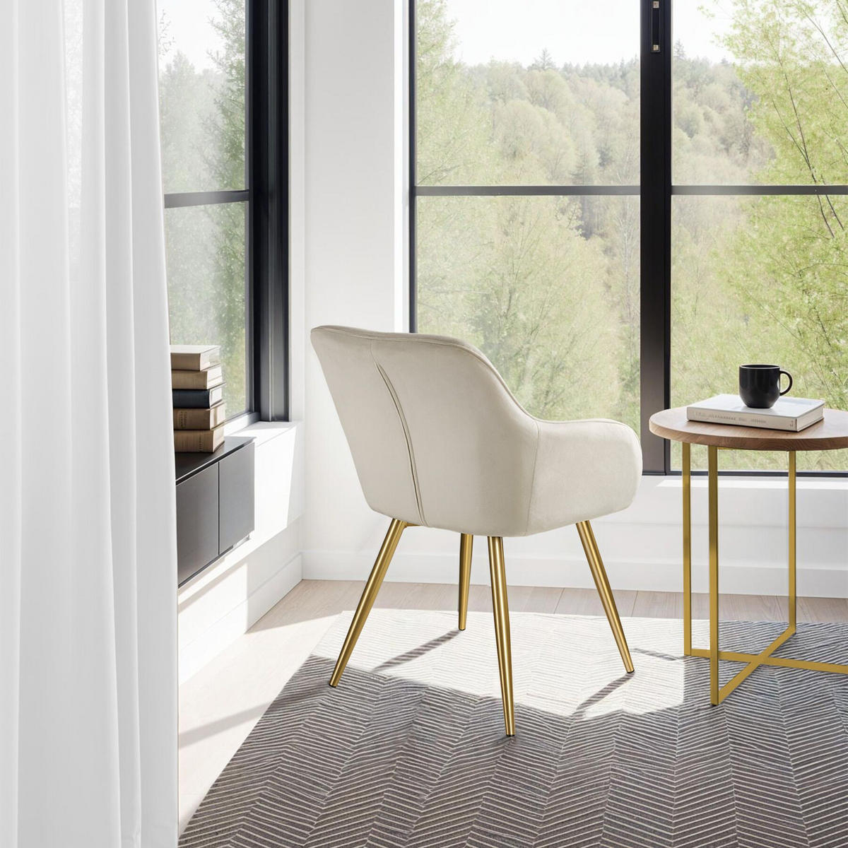 ESSZIMMERSTUHL 2er Set Marilyn 58 x 62 x 82 cm creme/gold - Goldfarben/Creme, Textil (58/82/62cm) - tectake
