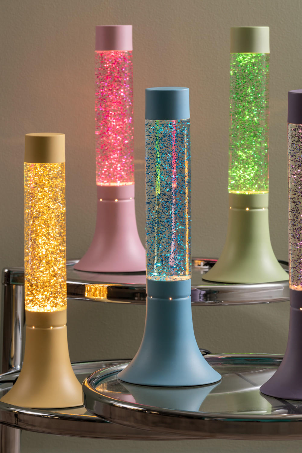 TISCHLAMPE Astro Glitter 13/13/37 cm - Pink, Glas (13/13/37cm) - Leitmotiv