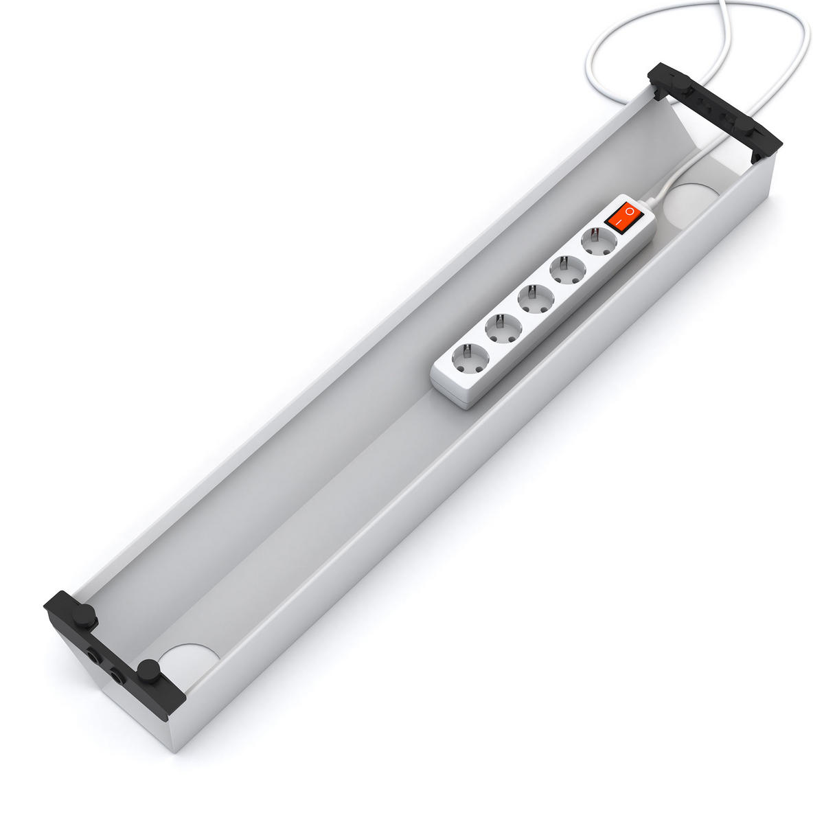 KABELKANAL Horizontaler Kabelkanal Flex-small / Ohne Zubehör Weiß 880mm - Weiß, Metall (16/88/10cm) - ASSMANN