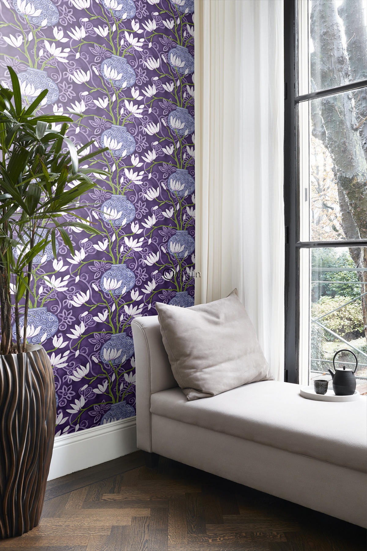 TAPETE Magnolie 53 cm x 10.05 m - Lila, Papier (53/1000cm) - Origin Wallcoverings