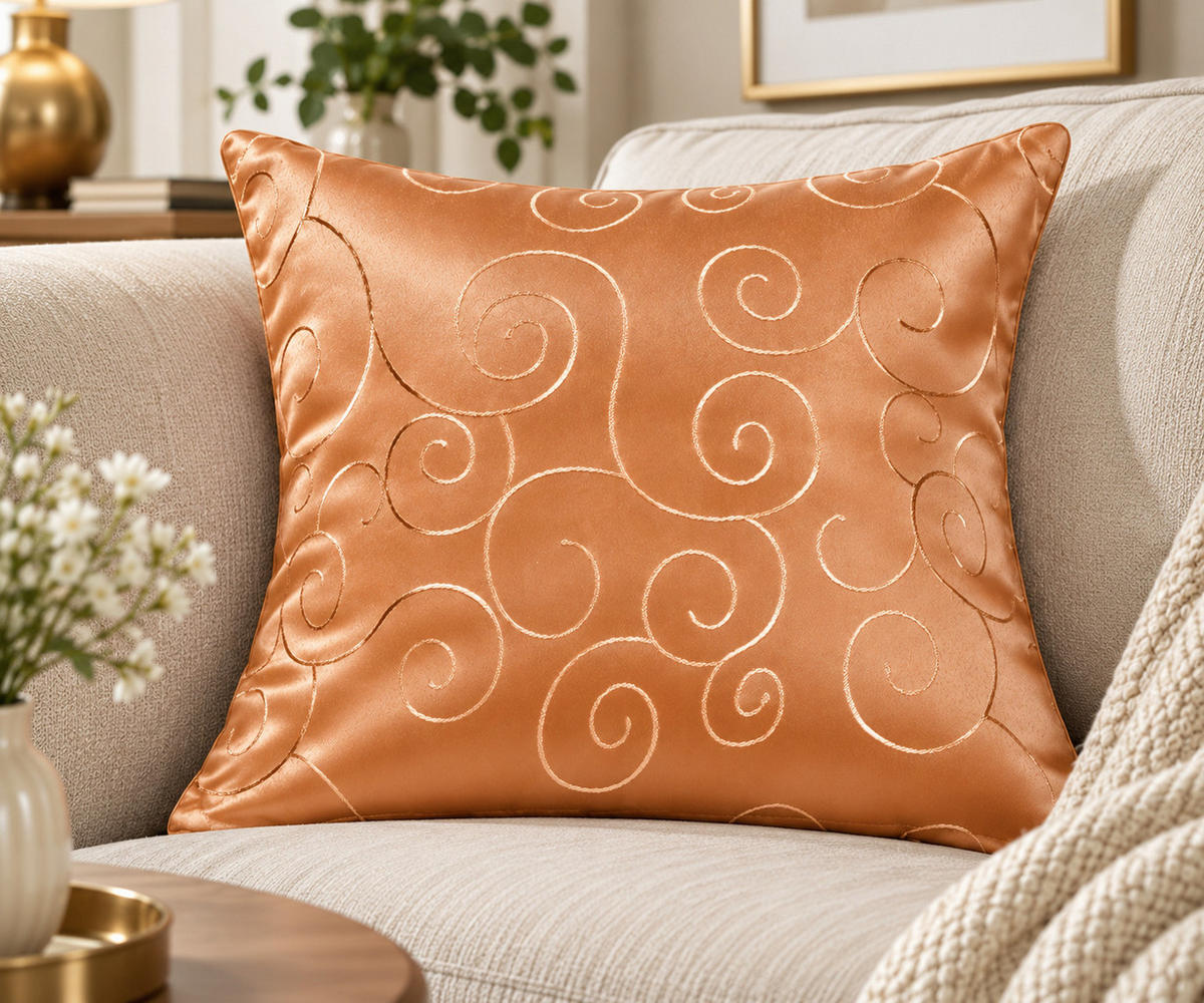 KISSENBEZUG 60/60 cm Orange Damast Circle - Orange, Textil (60/60cm) - TiborTex